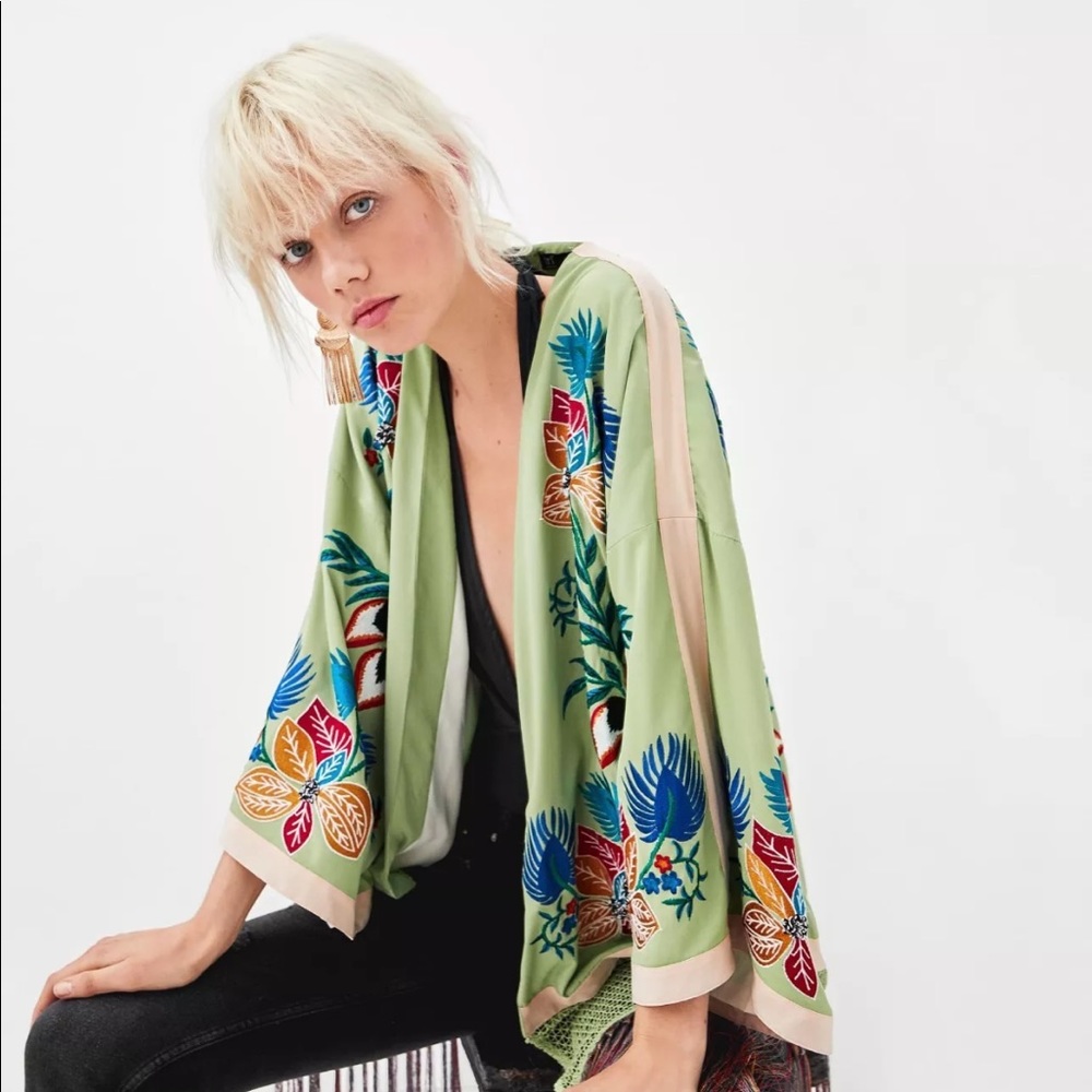 Zara Embroidered Fringe Kimono - Picture 4 of 14